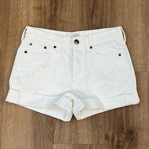 J Crew White Roll Cuff Distressed Jean Shorts Sz 24
